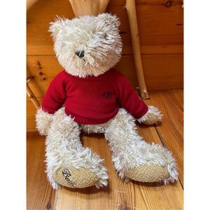 Belkie Teddy Bear 1997 Shaggy Fur Hair Blonde 19" Red Sweater Jointed Plush